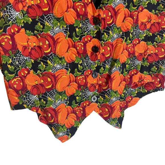 Vintage Basic Editions Halloween Vest Button Up Pumpkin Print Large - Picture 2 of 6